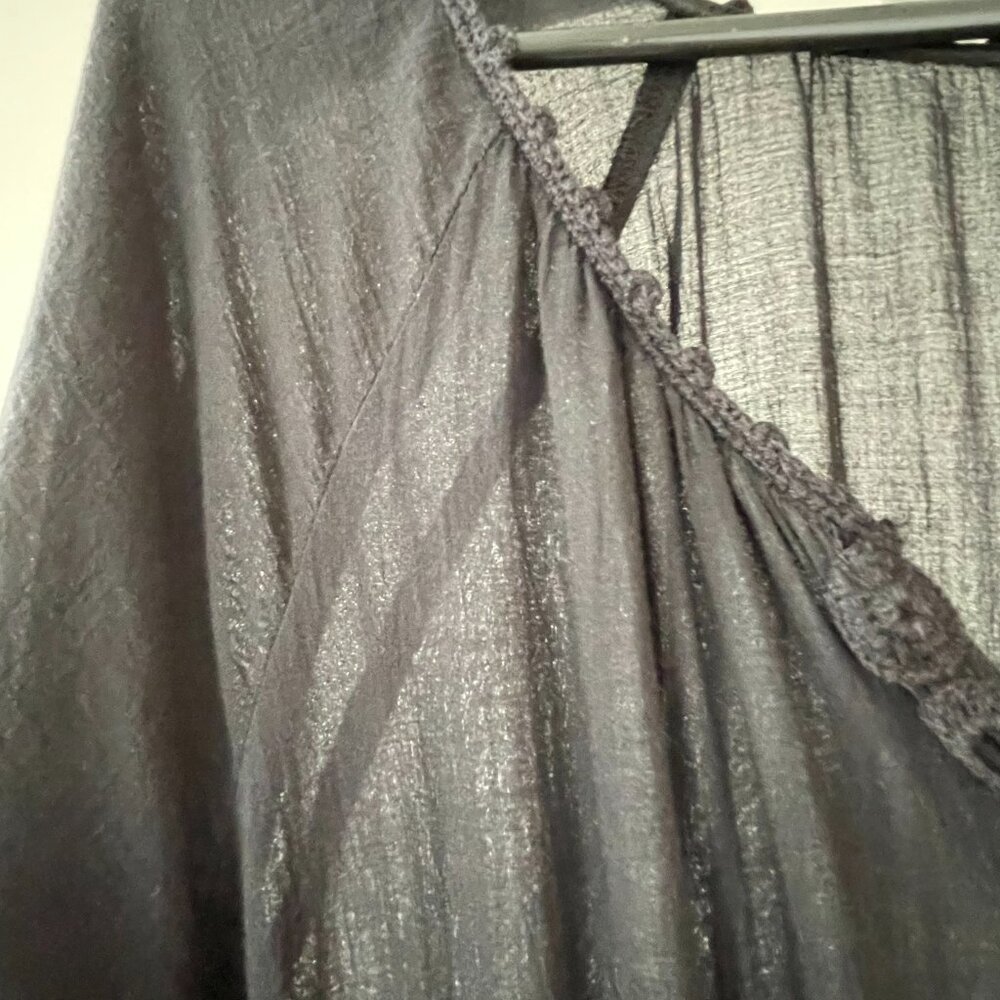Black Boho Peasant Dress with crochet detailing - Picture 6 of 14